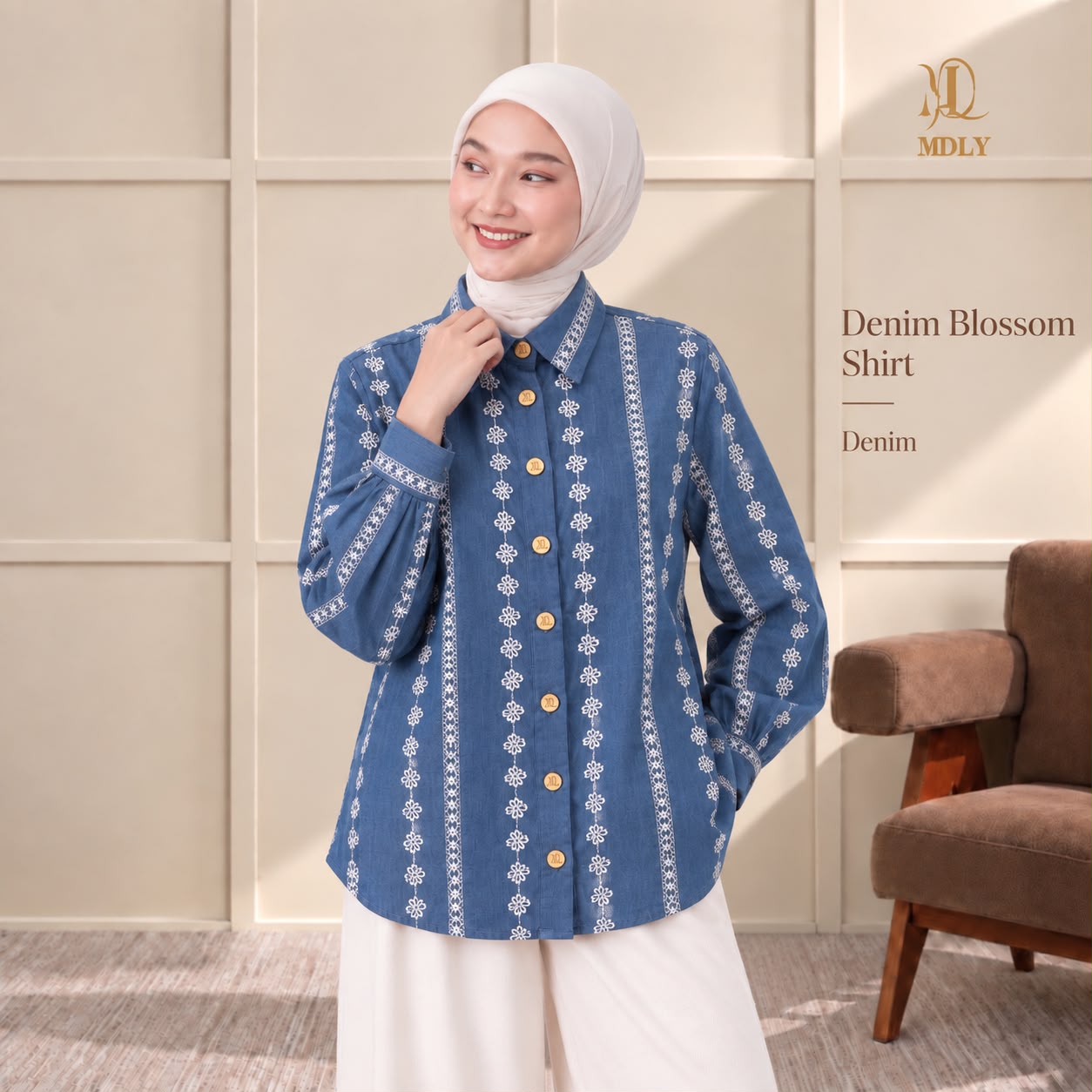 MDLY Denim Blossom Shirt