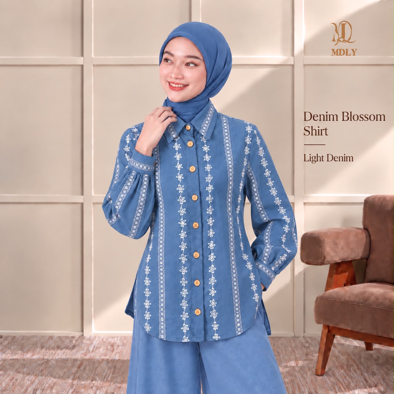 MDLY Denim Blossom Shirt