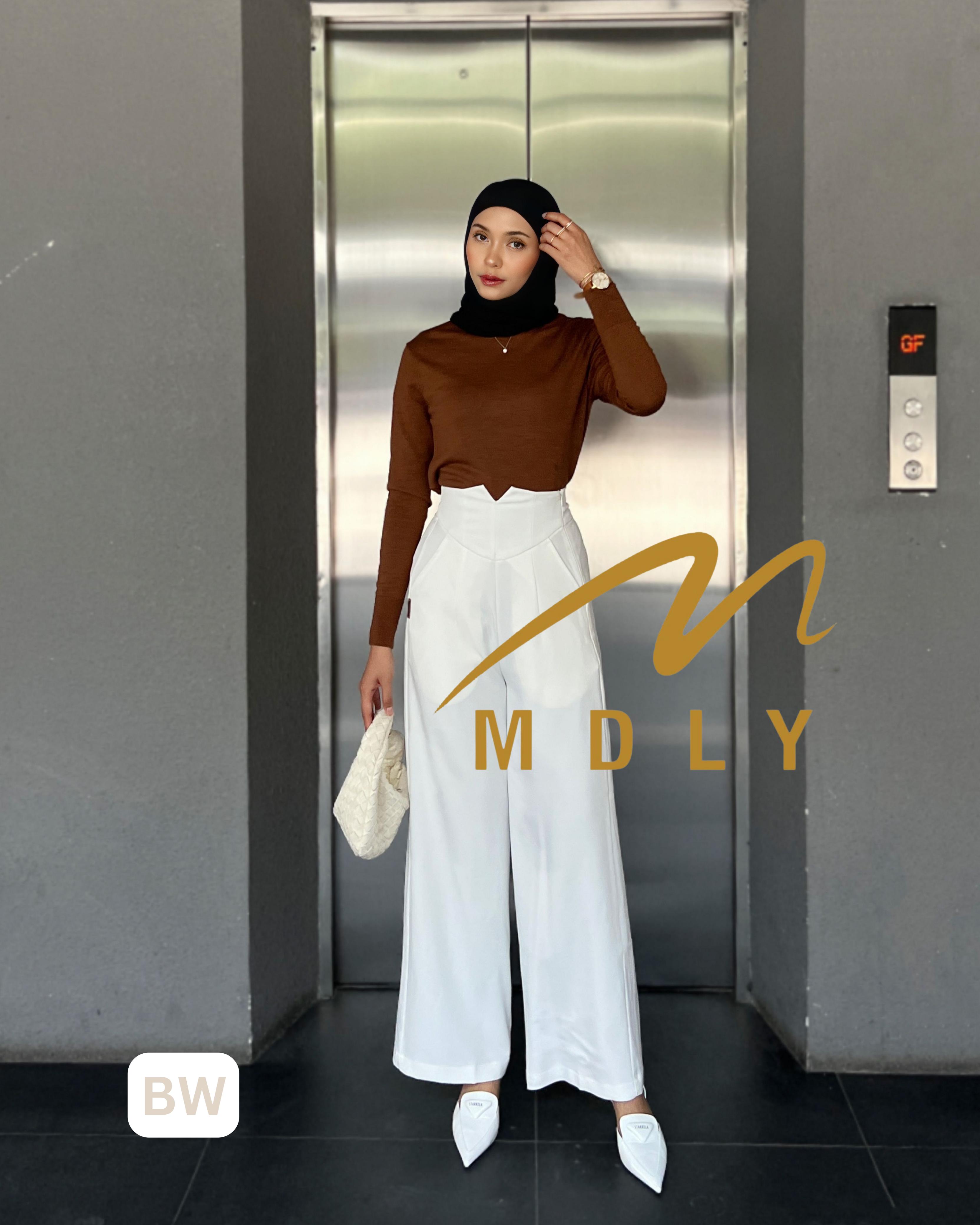 208-5 MDLY Celana panjang kain wanita Zeeva Pants By Mdly Zipper Samping