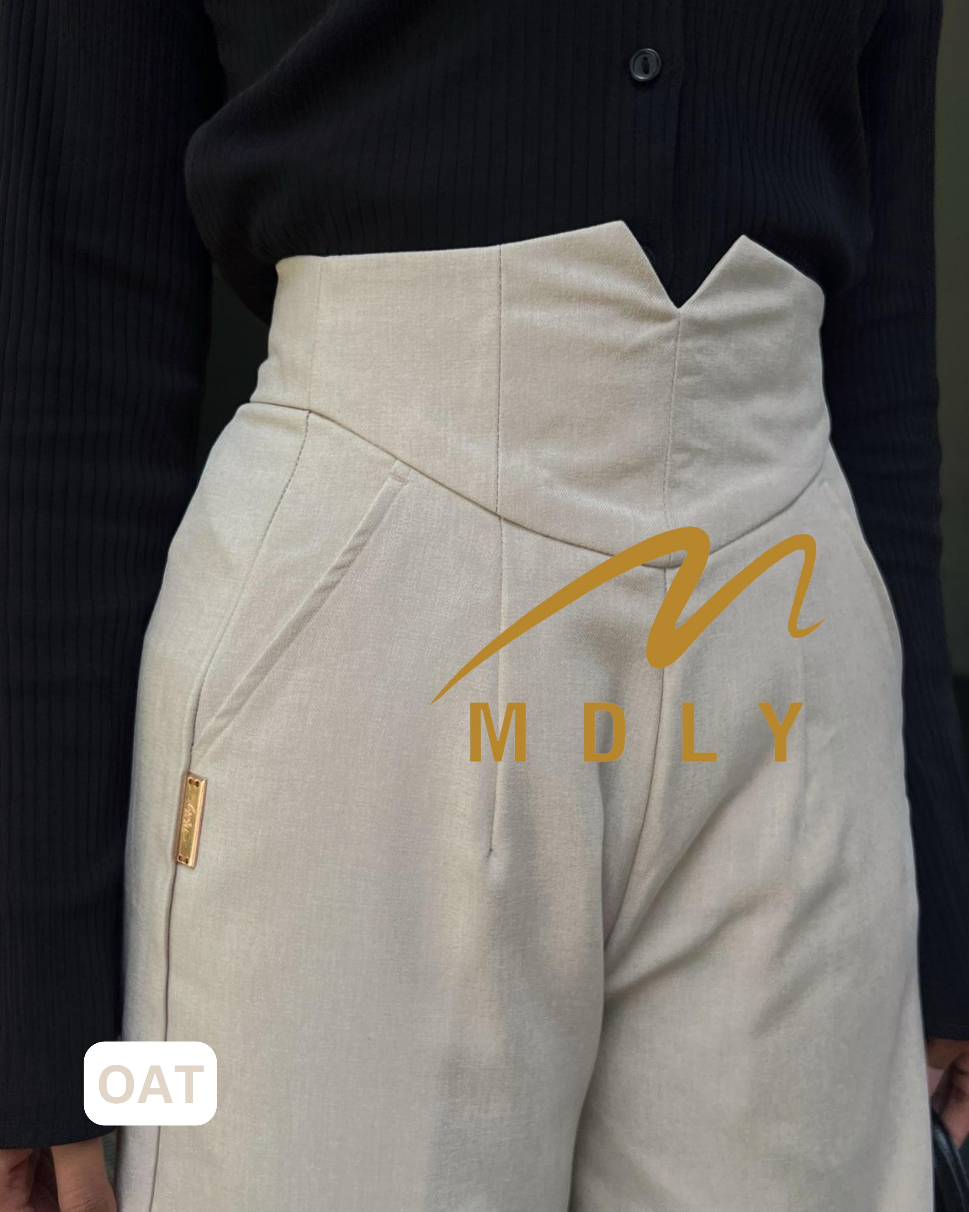 208-5 MDLY Celana panjang kain wanita Zeeva Pants By Mdly Zipper Samping