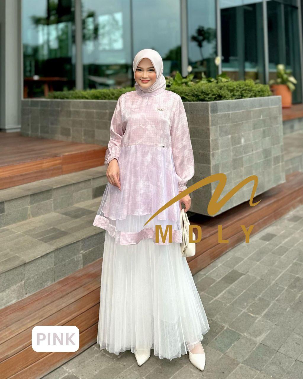 Celly Tunic by MDLY baju atasan wanita muslim kemeja tunik lengan panjang