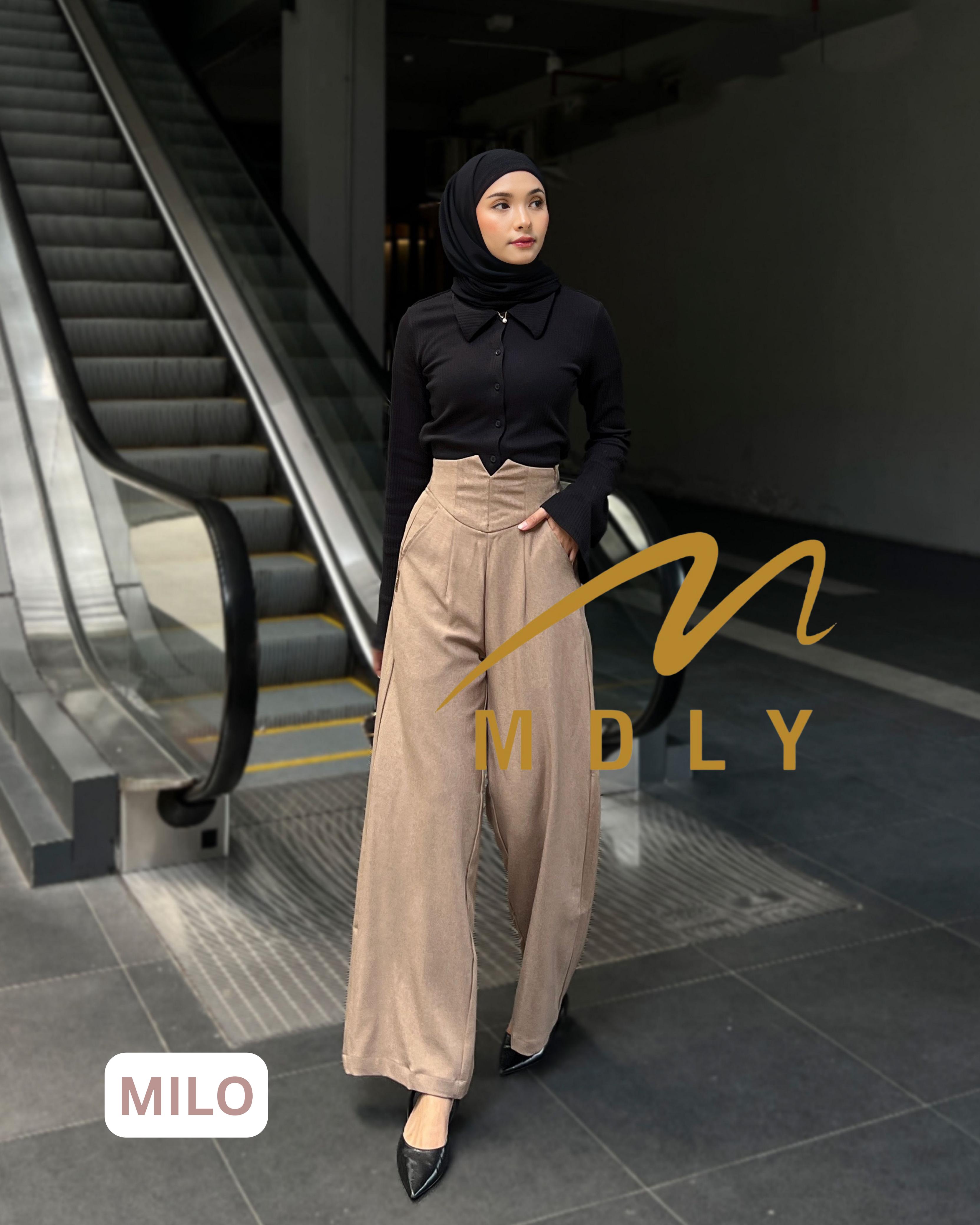208-5 MDLY Celana panjang kain wanita Zeeva Pants By Mdly Zipper Samping