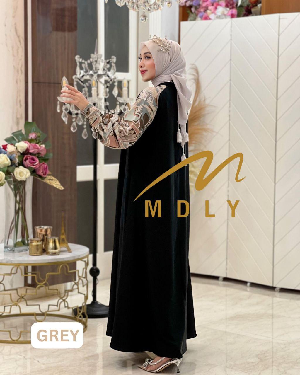MDLY Baju gamis wanita muslim/Baju Busana Dress/Gamis Kombinasi Genushka Print/Qabeela Dress By Mdly