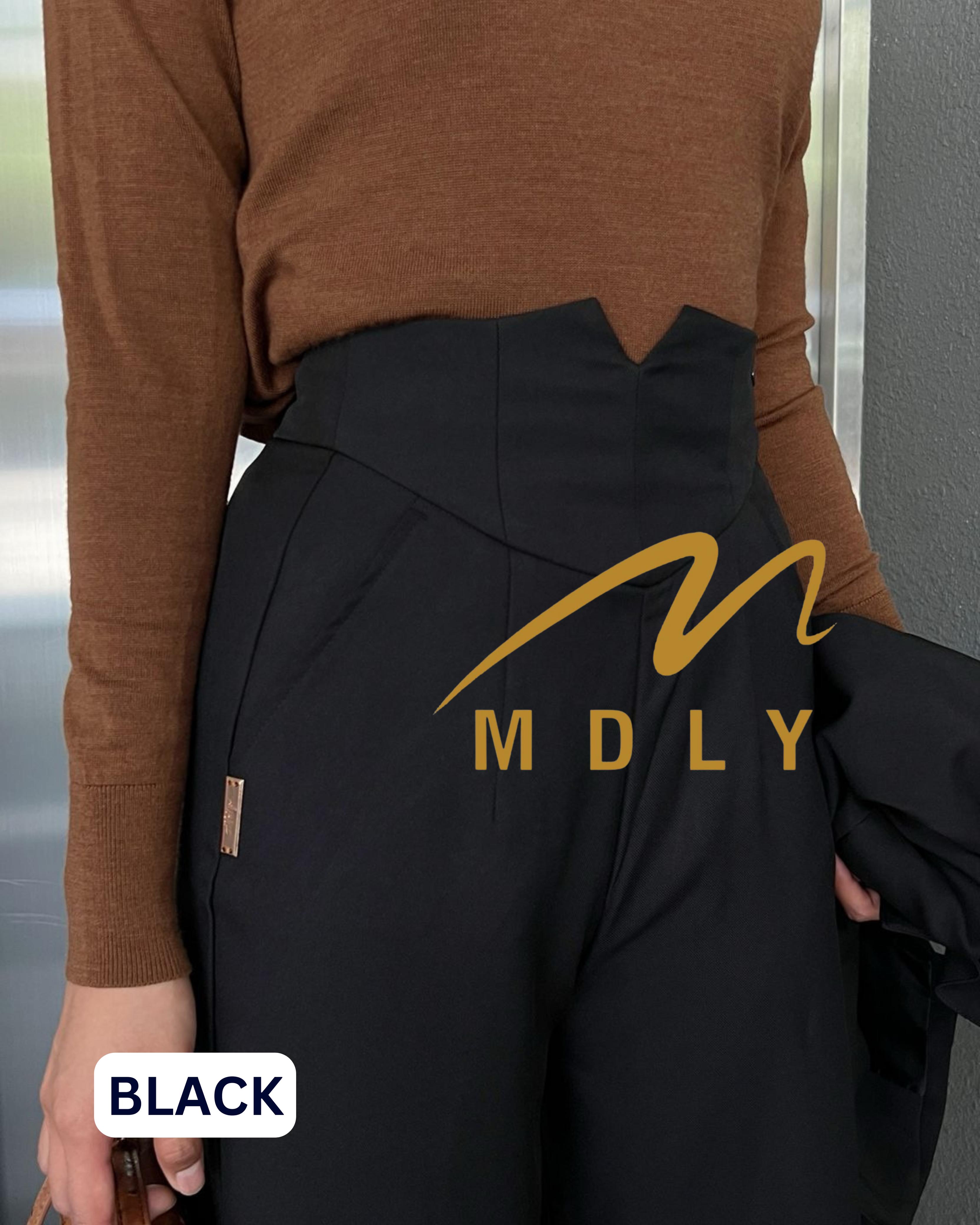 208-5 MDLY Celana panjang kain wanita Zeeva Pants By Mdly Zipper Samping