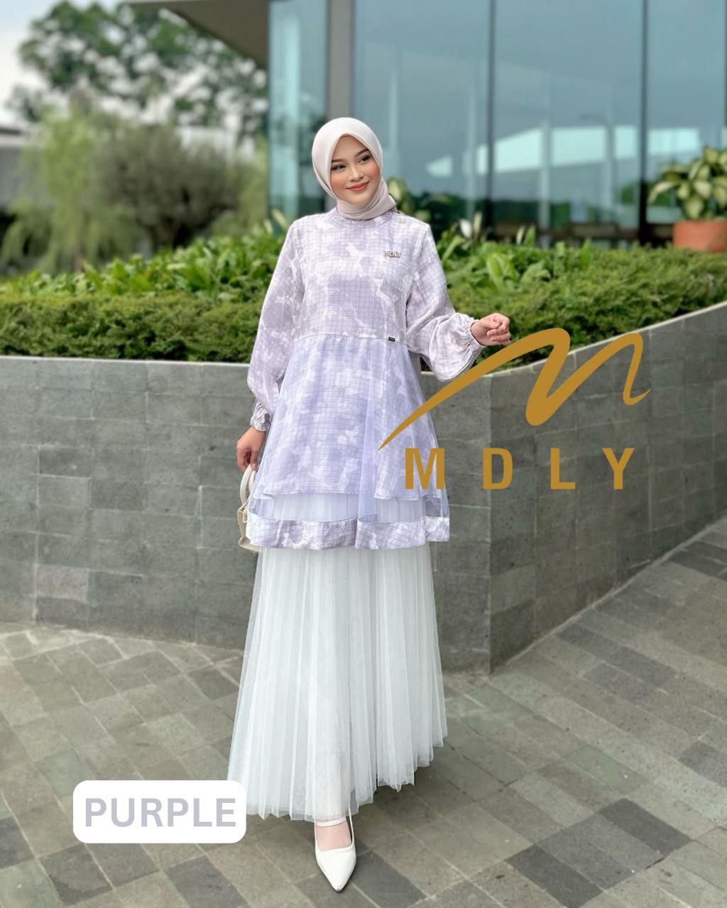 Celly Tunic by MDLY baju atasan wanita muslim kemeja tunik lengan panjang