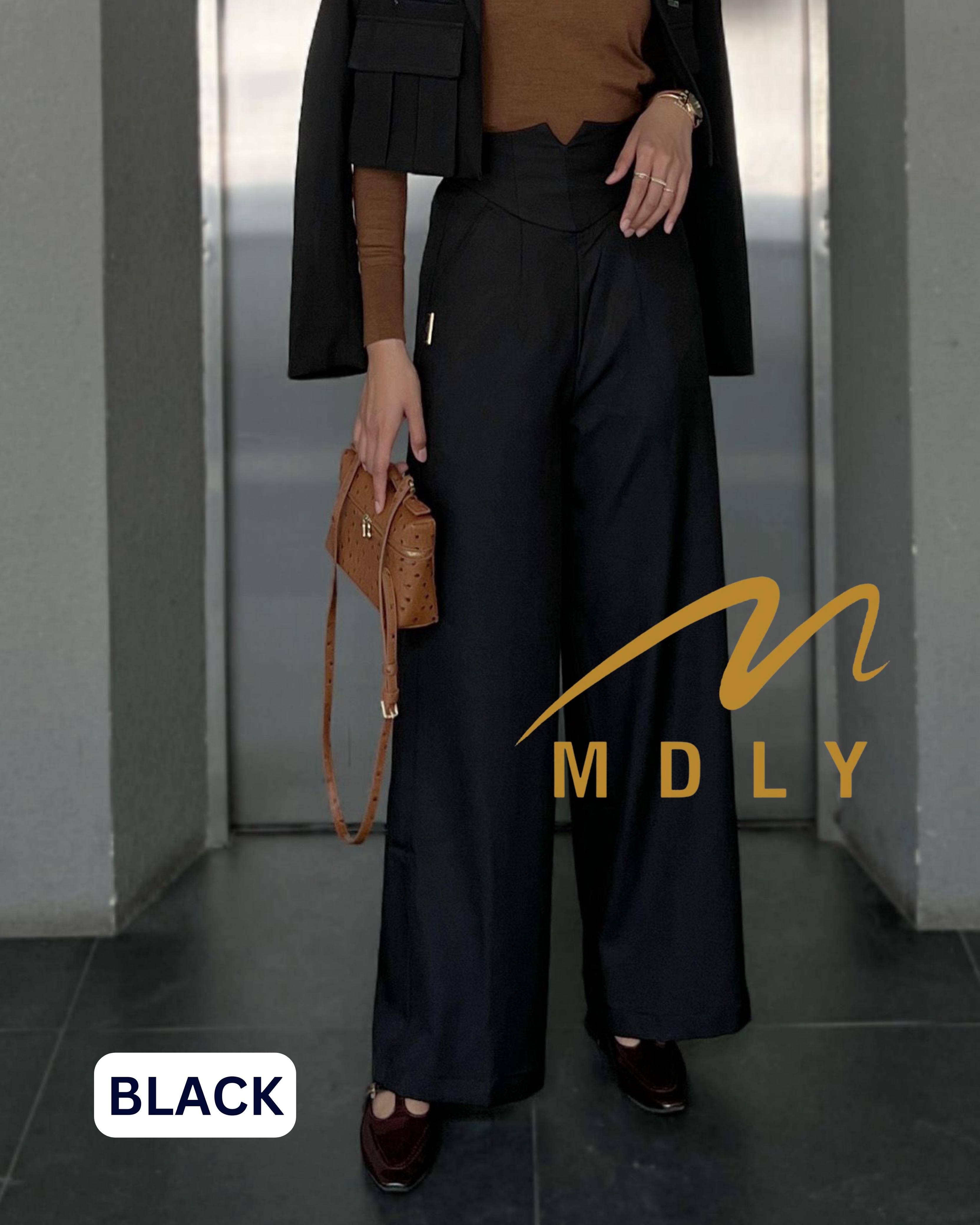 208-5 MDLY Celana panjang kain wanita Zeeva Pants By Mdly Zipper Samping