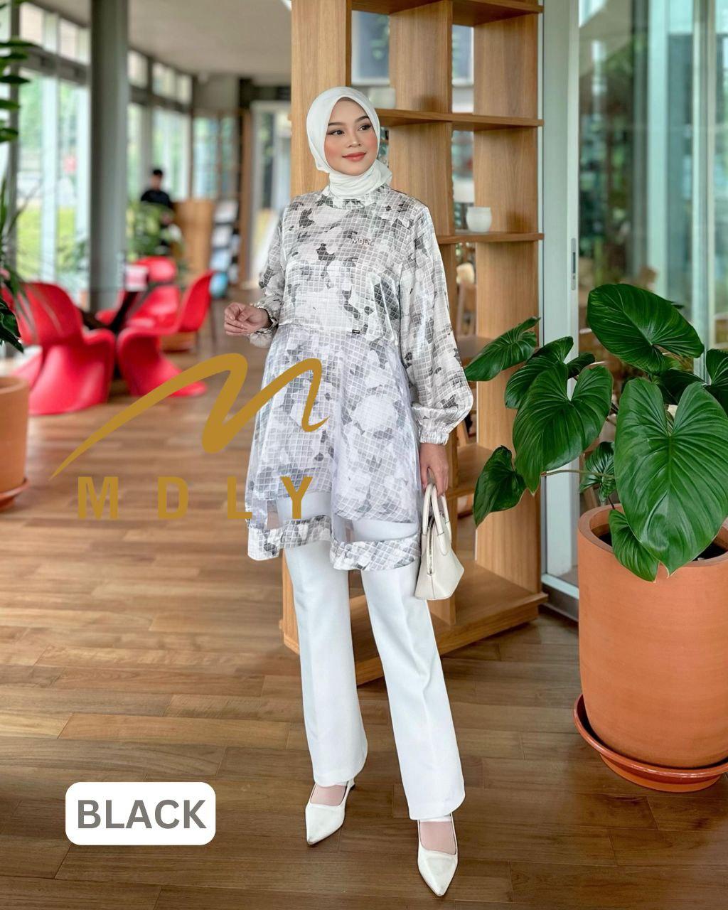 Celly Tunic by MDLY baju atasan wanita muslim kemeja tunik lengan panjang