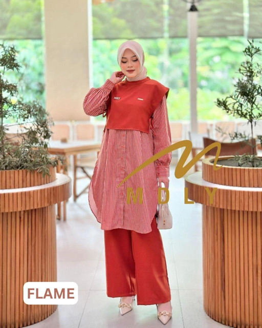 Image of Keena Set by MDLY Baju setelan wanita masa kini One Set Baju atasan dan celana muslim