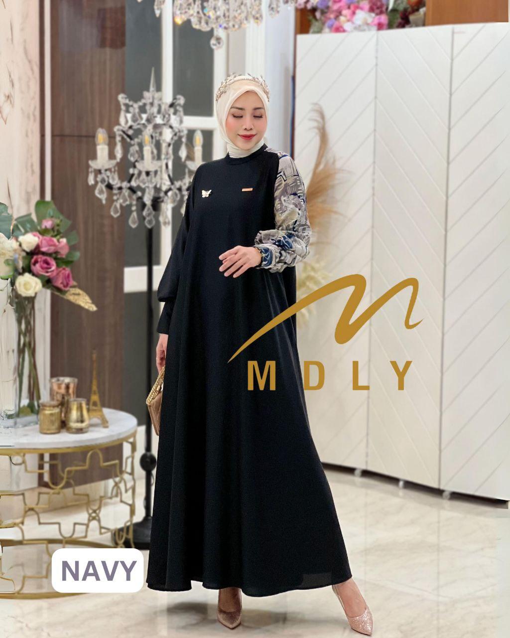 MDLY Baju gamis wanita muslim/Baju Busana Dress/Gamis Kombinasi Genushka Print/Qabeela Dress By Mdly
