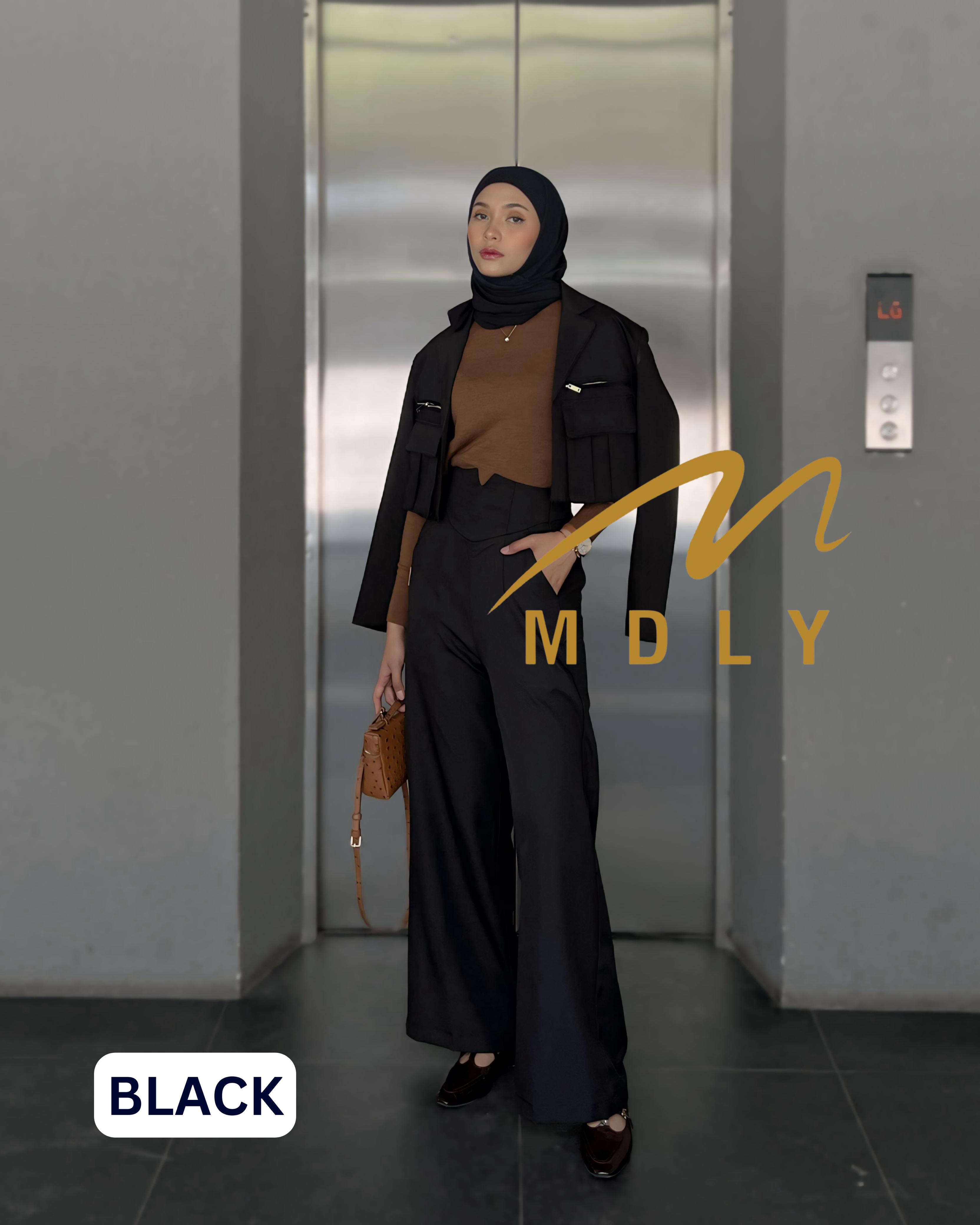 208-5 MDLY Celana panjang kain wanita Zeeva Pants By Mdly Zipper Samping