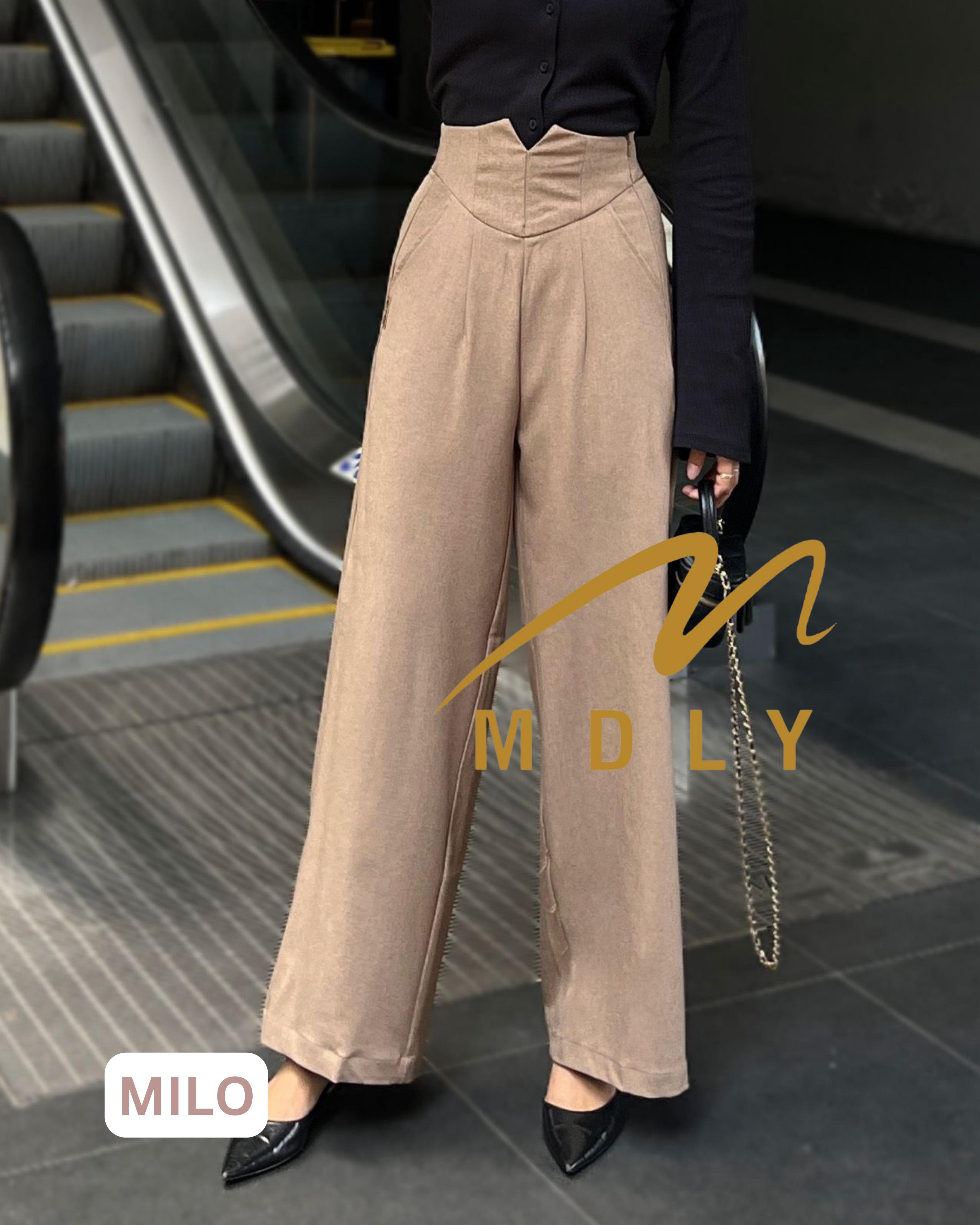 208-5 MDLY Celana panjang kain wanita Zeeva Pants By Mdly Zipper Samping