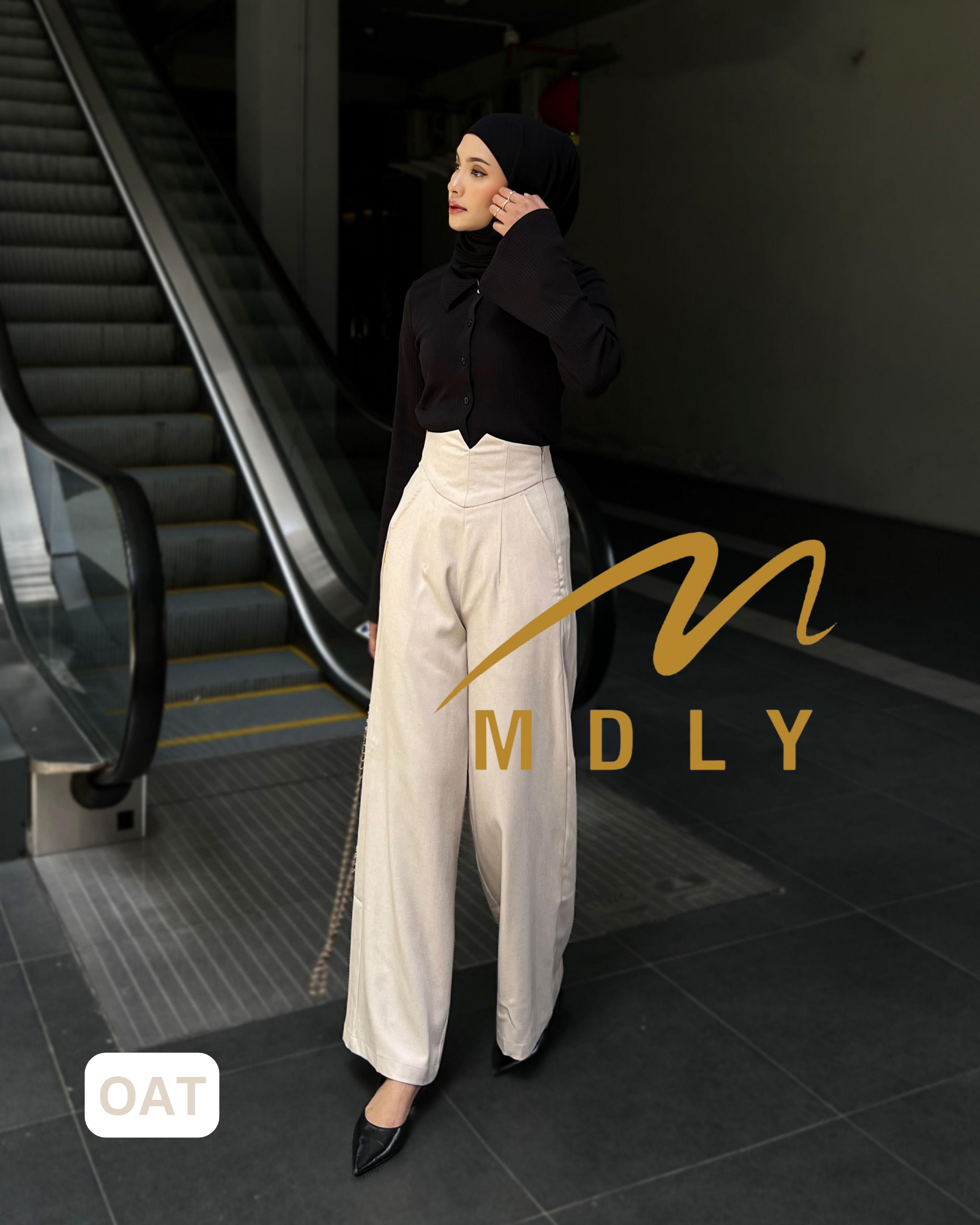 208-5 MDLY Celana panjang kain wanita Zeeva Pants By Mdly Zipper Samping