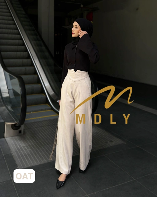 Image of 208-5 MDLY Celana panjang kain wanita Zeeva Pants By Mdly Zipper Samping