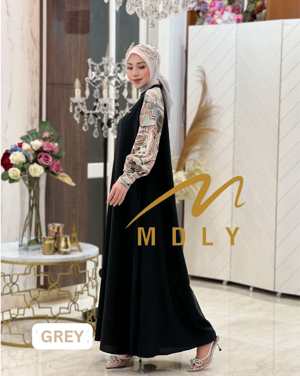 MDLY Baju gamis wanita muslim/Baju Busana Dress/Gamis Kombinasi Genushka Print/Qabeela Dress By Mdly