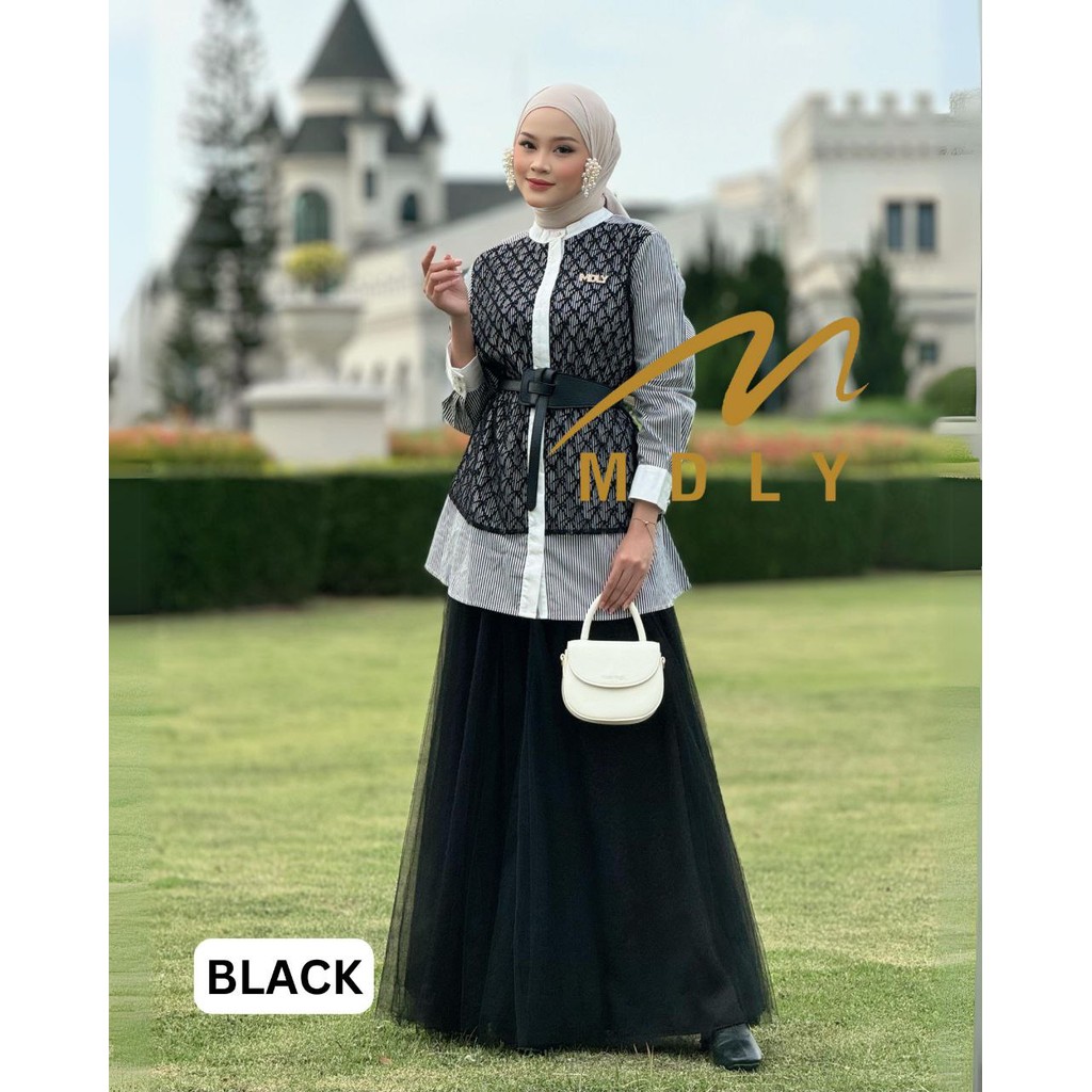 Baju Kemeja Atasan Wanita Muslim/Atasan Mewah Kombinasi Monogram Lace/Rinka Signature Shirt by MDLY