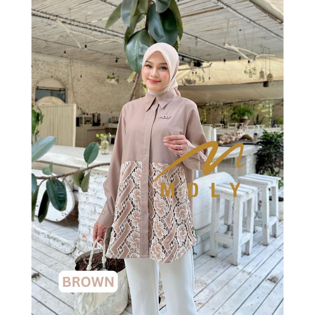 MDLY Baju Atasan wanita/Kemeja Wanita Kombinasi Exclusive brocade/Tiana Shirt by MDLY SERIES II