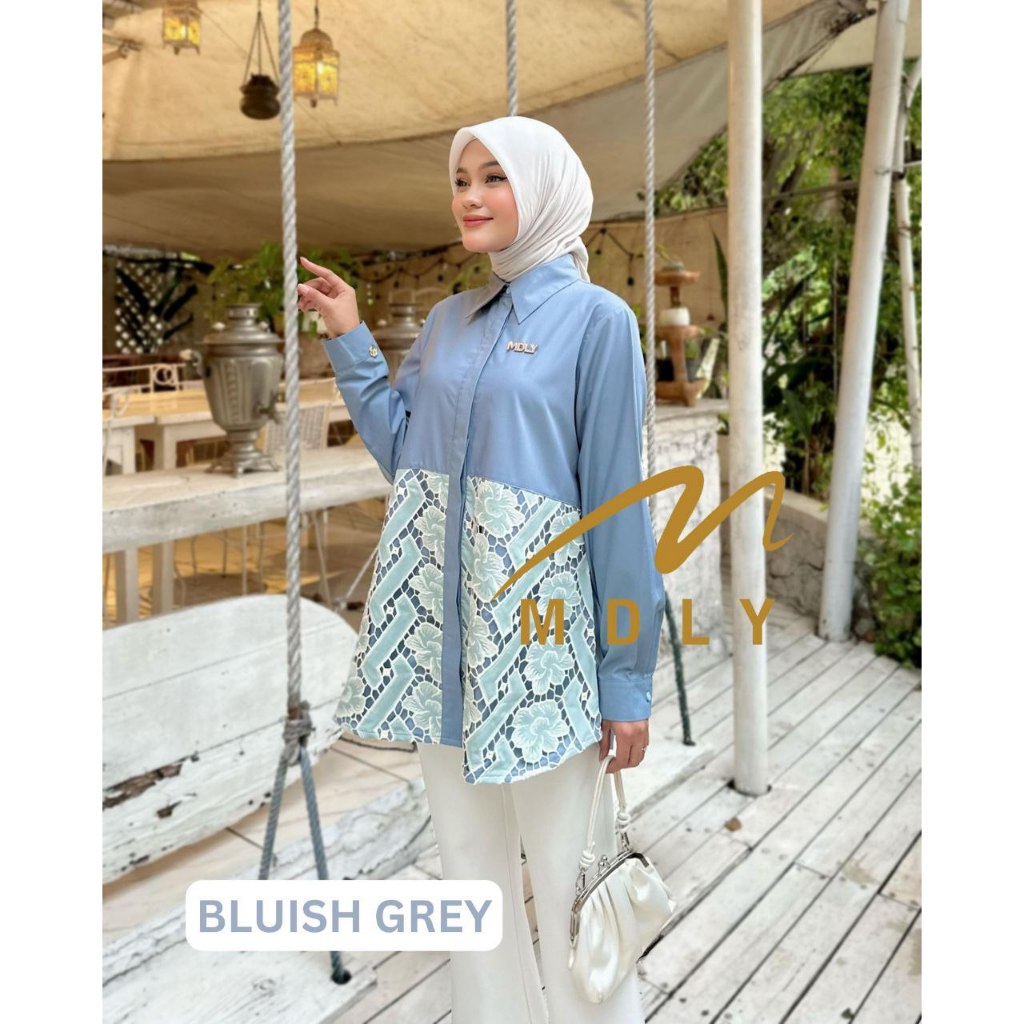 MDLY Baju Atasan wanita/Kemeja Wanita Kombinasi Exclusive brocade/Tiana Shirt by MDLY SERIES II