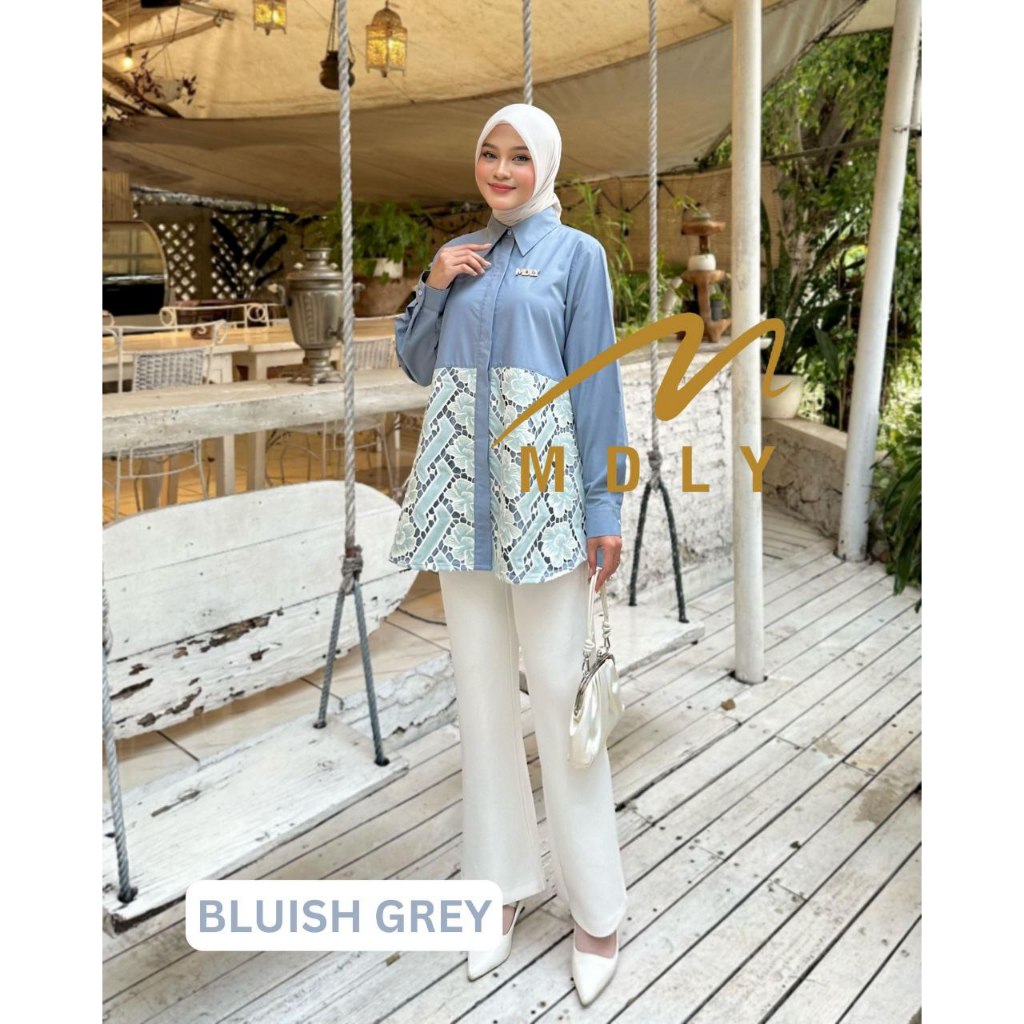 MDLY Baju Atasan wanita/Kemeja Wanita Kombinasi Exclusive brocade/Tiana Shirt by MDLY SERIES II