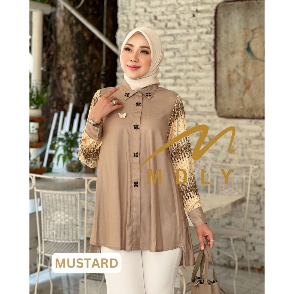 M148-5 MDLY Baju kemeja atasan wanita Radya Lux Shirt by Mdly