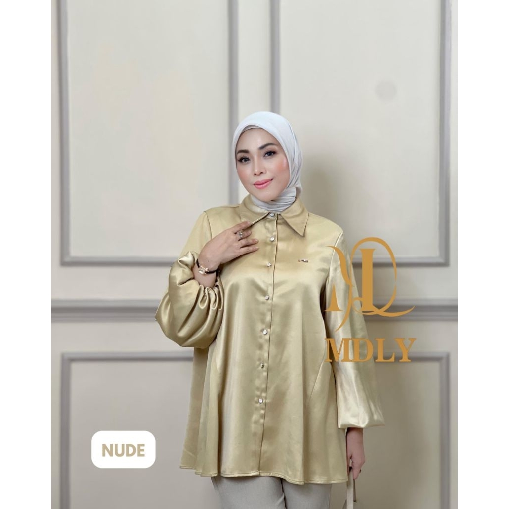 Baju Atasan Wanita Kekinian/Atasan Wanita Polos Elegan Premium/Hannah Lux Shirt by MDLY