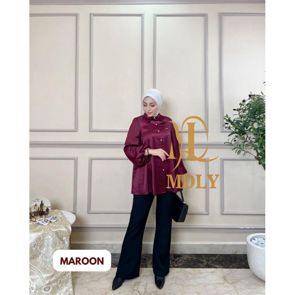 Baju Atasan Wanita Kekinian/Atasan Wanita Polos Elegan Premium/Hannah Lux Shirt by MDLY