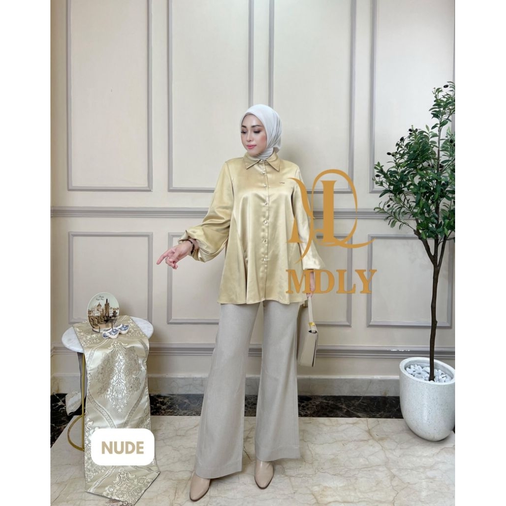 Baju Atasan Wanita Kekinian/Atasan Wanita Polos Elegan Premium/Hannah Lux Shirt by MDLY