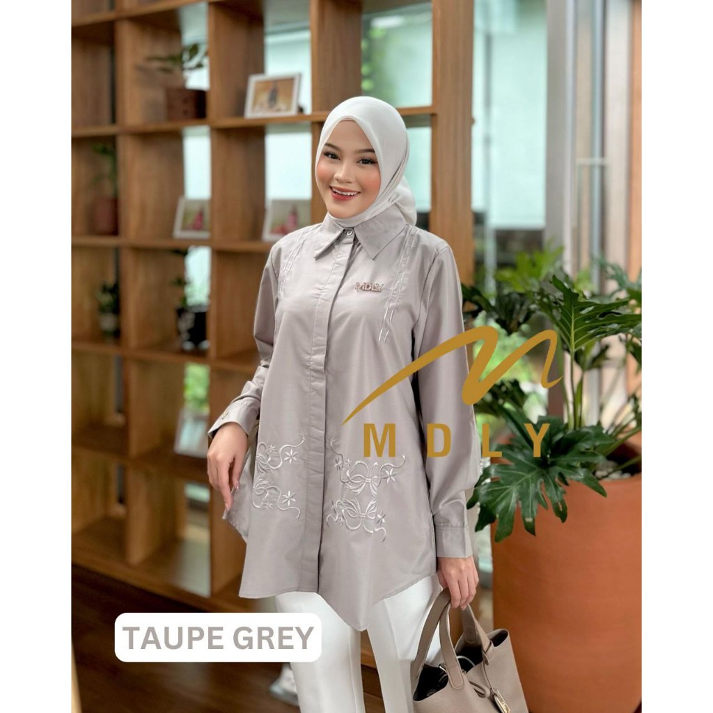 Belle Shirt by MDLY Baju Atasan Wanita Muslim Kemeja Lengan Panjang Basic Casual