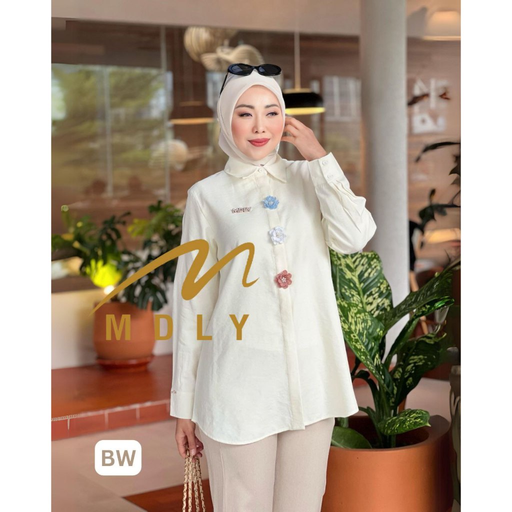 Nasha Shirt by MDLY Baju Atasan Wanita Kemeja Lengan Panjang Basic Casual Kekinian