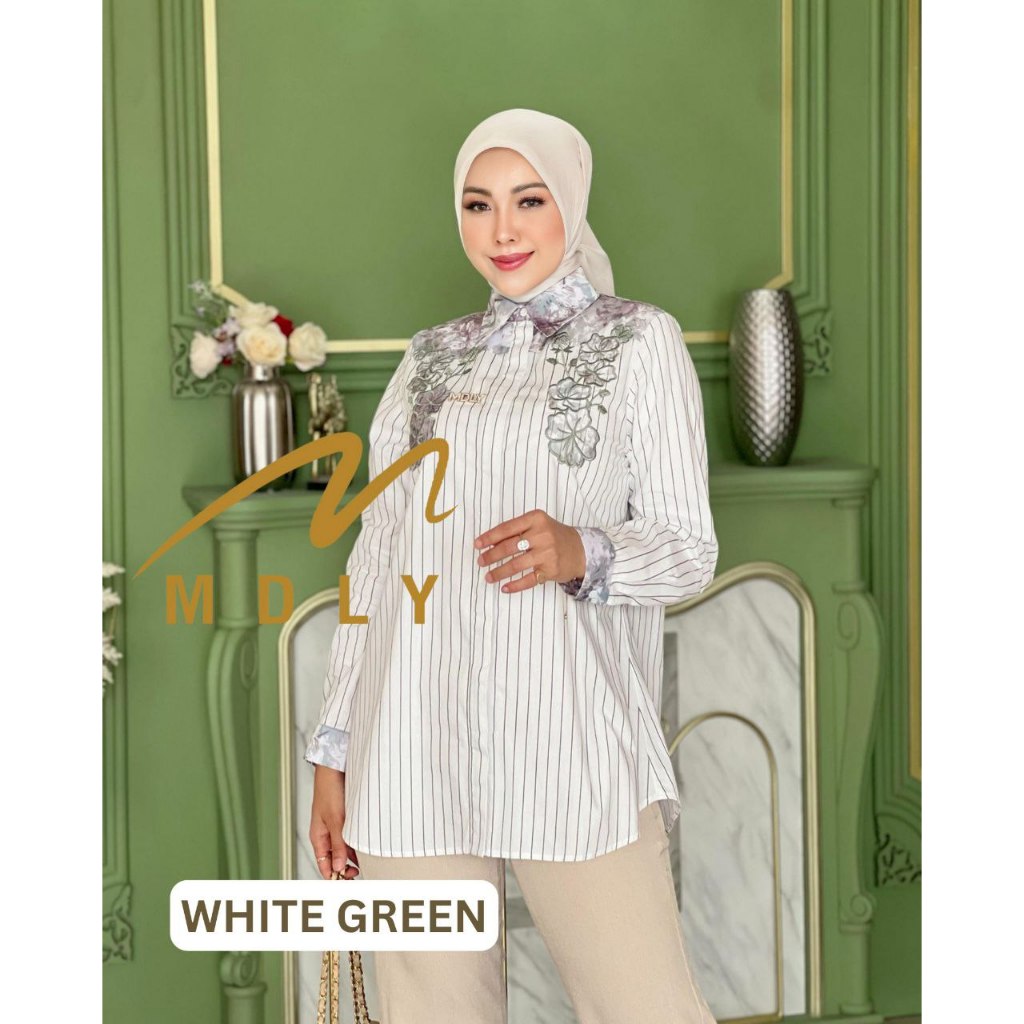 Shiya Stripes Shirt by MDLY Baju Atasan Wanita Kemeja Lengan Panjang Basic Casual