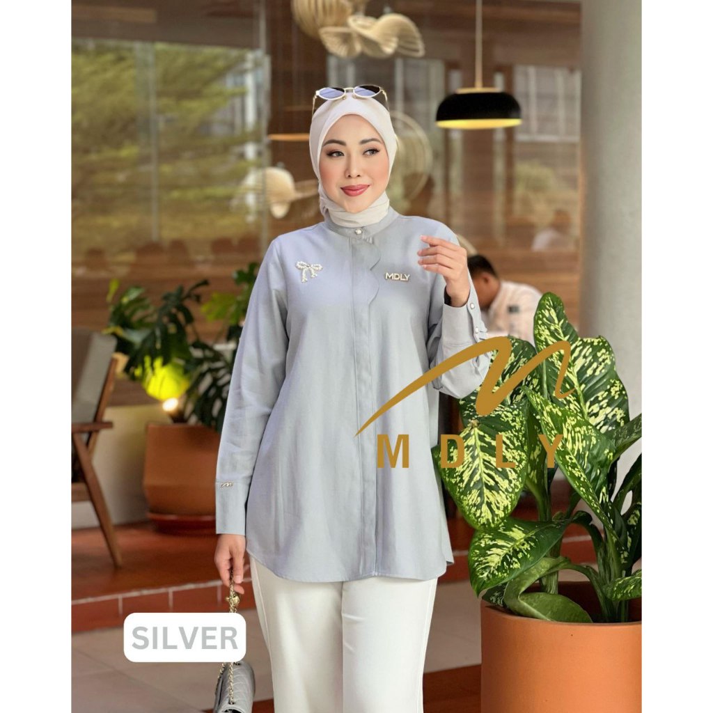 Catya Shirt by MDLY Baju Atasan Wanita Kemeja Lengan Panjang Basic Casual Polos