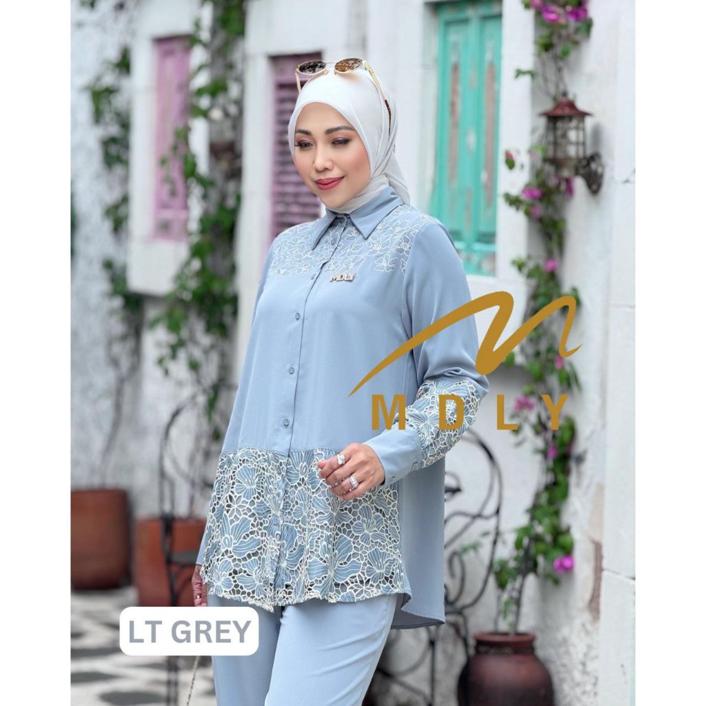 MDLY Baju Setelan Wanita Muslim/One Set Celana/Setelan Celana Wanita Motif Bordir/Firza Set by MDLY