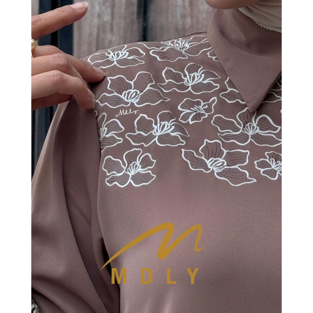 MDLY Baju Setelan Wanita Muslim/One Set Celana/Setelan Celana Wanita Motif Bordir/Firza Set by MDLY