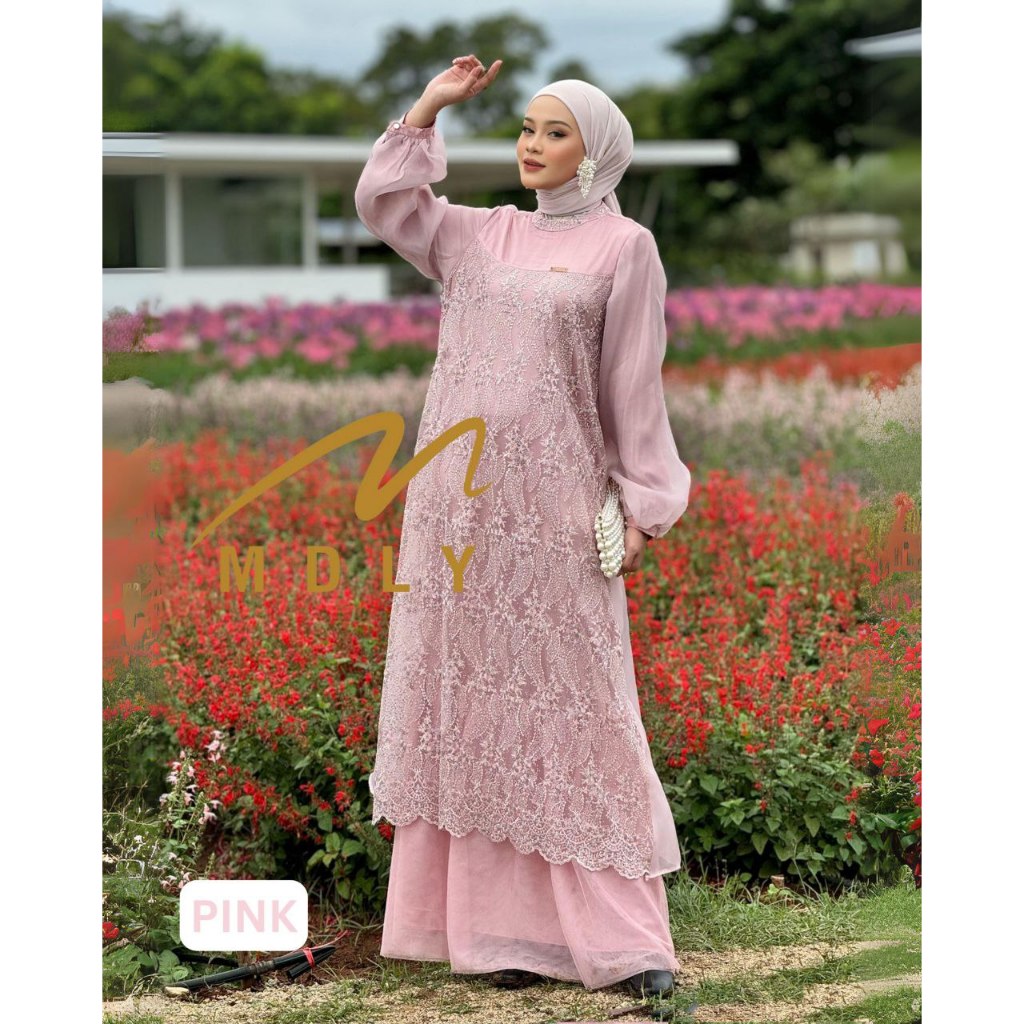 MDLY Baju fashion busana wanita gamis/Gamis Premium/Gamis Brukat Brocade Organza/Amya Dress by MDLY