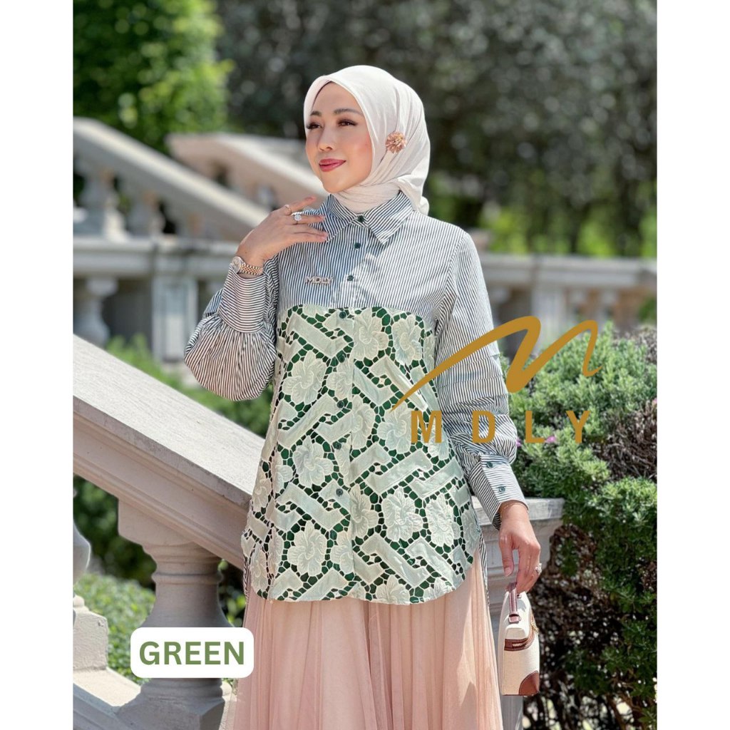 MDLY Baju Kemeja Atasan Wanita/Kemeja Bordir/Atasan Formal Elegan Motif/Devie Shirt Series I by MDLY