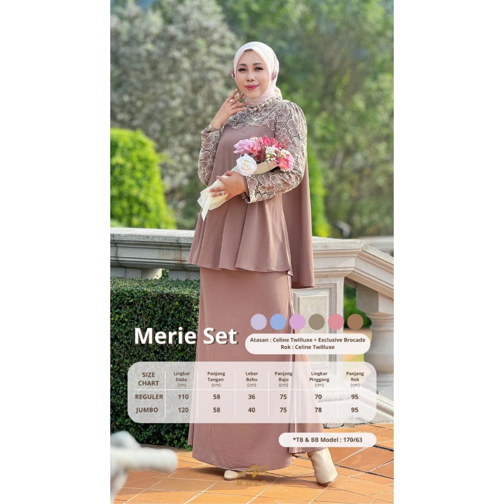 Merie Set by MDLY Baju Setelan Wanita Muslim One Set Atasan Dan Bawahan Rok