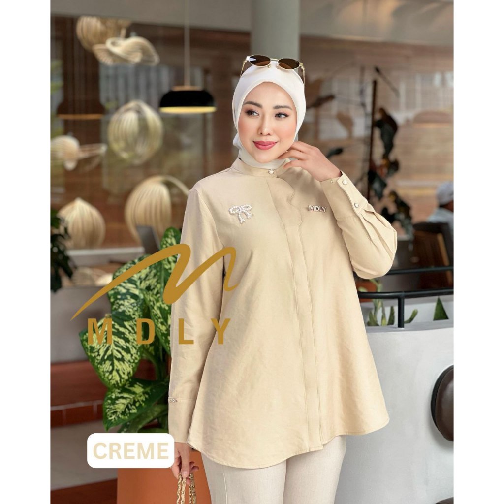 Catya Shirt by MDLY Baju Atasan Wanita Kemeja Lengan Panjang Basic Casual Polos