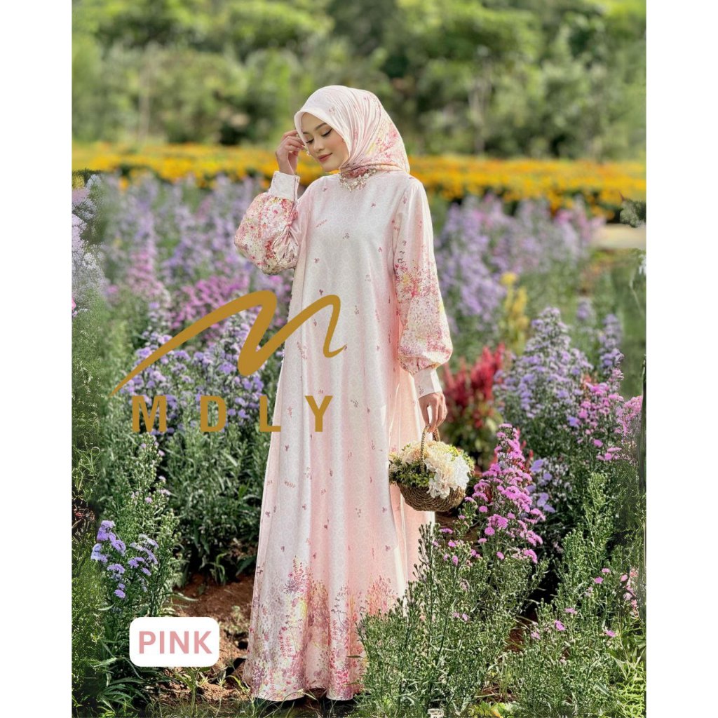 MDLY Baju wanita muslim Gamis Hari Raya/ Baju Busana Gamis dan Hijab/ Gamis Motif/ The Mareela Dress by MDLY