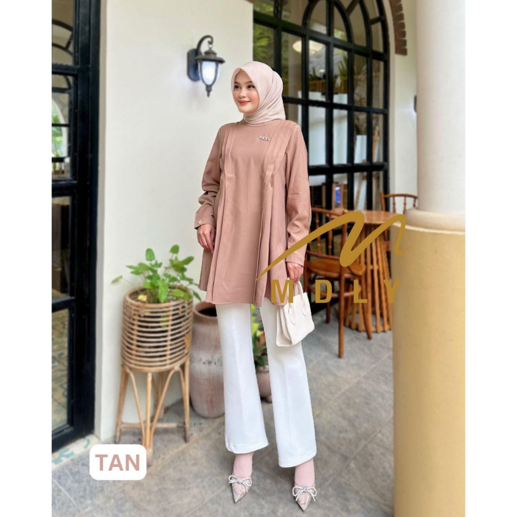 MDLY Baju kemeja atasan wanita muslim/Atasan Tunik Casual Polos elegan Nyaman/Fayola Tunic by MDLY