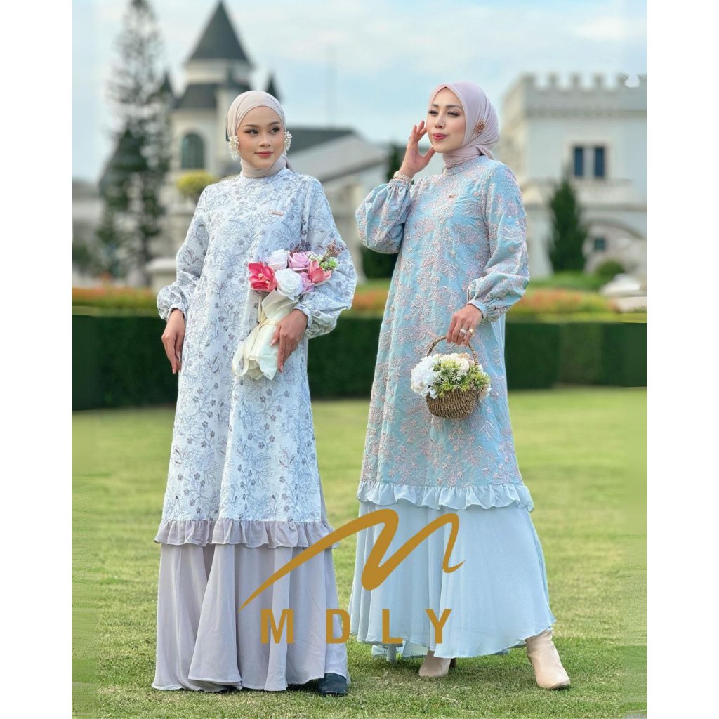 MDLY Baju gamis busana muslim wanita/Baju Gamis Premium Kombinasi Motif Bordir/Hurema Dress by MDLY