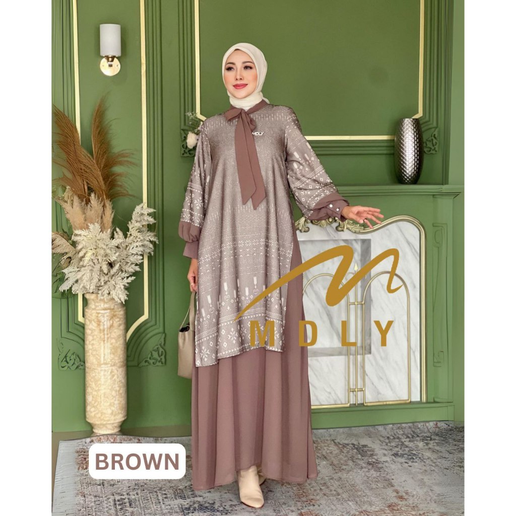 MDLY Baju busana gamis wanita muslim/Baju Gamis Premium Casual/Gamis Elegan/Aleeya Dress by MDLY