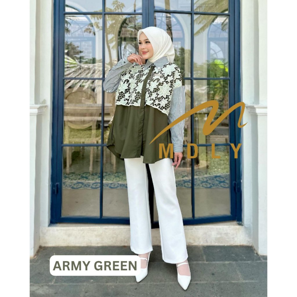 MDLY Baju Atasan wanita/Kemeja Casual Kombinasi Exclusive brocade/Chanty Shirt Series II by MDLY