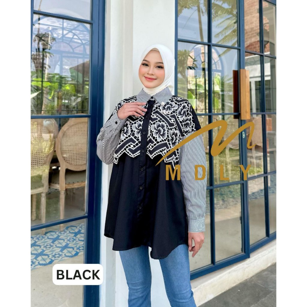 MDLY Baju Atasan wanita/Kemeja Casual Kombinasi Exclusive brocade/Chanty Shirt Series I by MDLY