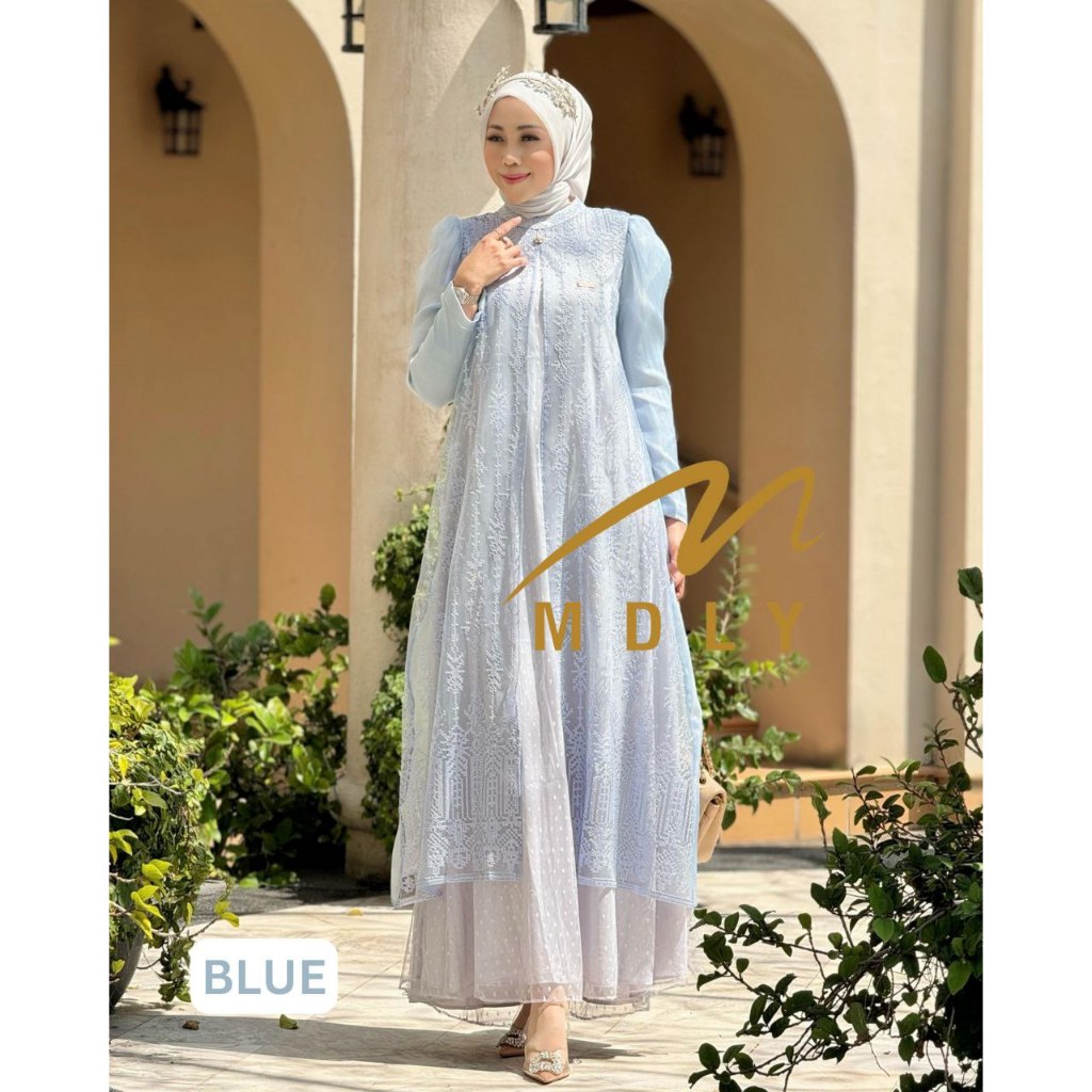MDLY Baju Gamis Wanita Muslim/Gamis Lebaran/Baju Raya/Gamis Brukat Lebaran/Gaina Dress by MDLY