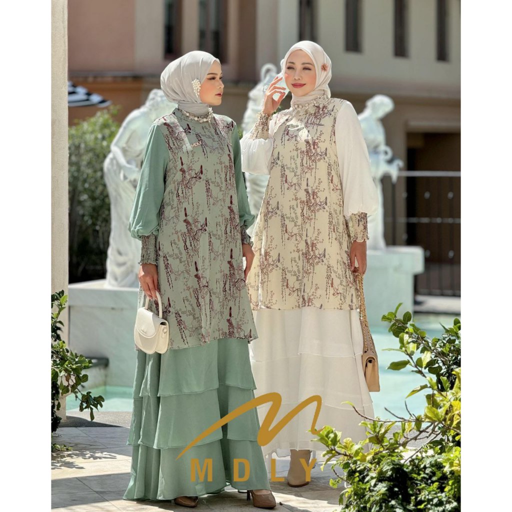 MDLY Baju Gamis Wanita Muslim/Gamis Motif/Gamis Cerruty/Baju Busana Muslim/Hyran Dress by MDLY