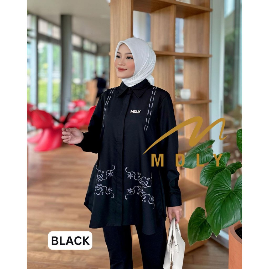 Belle Shirt by MDLY Baju Atasan Wanita Muslim Kemeja Lengan Panjang Basic Casual