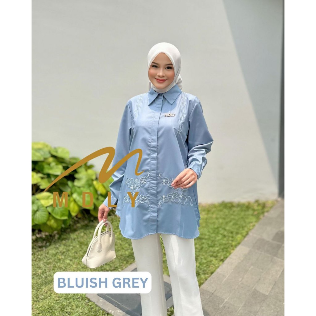 Belle Shirt by MDLY Baju Atasan Wanita Muslim Kemeja Lengan Panjang Basic Casual