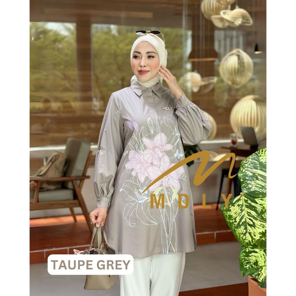 Nara Tunic by MDLY Baju Atasan Wanita Kemeja Tunik Lengan Panjang Basic Casual