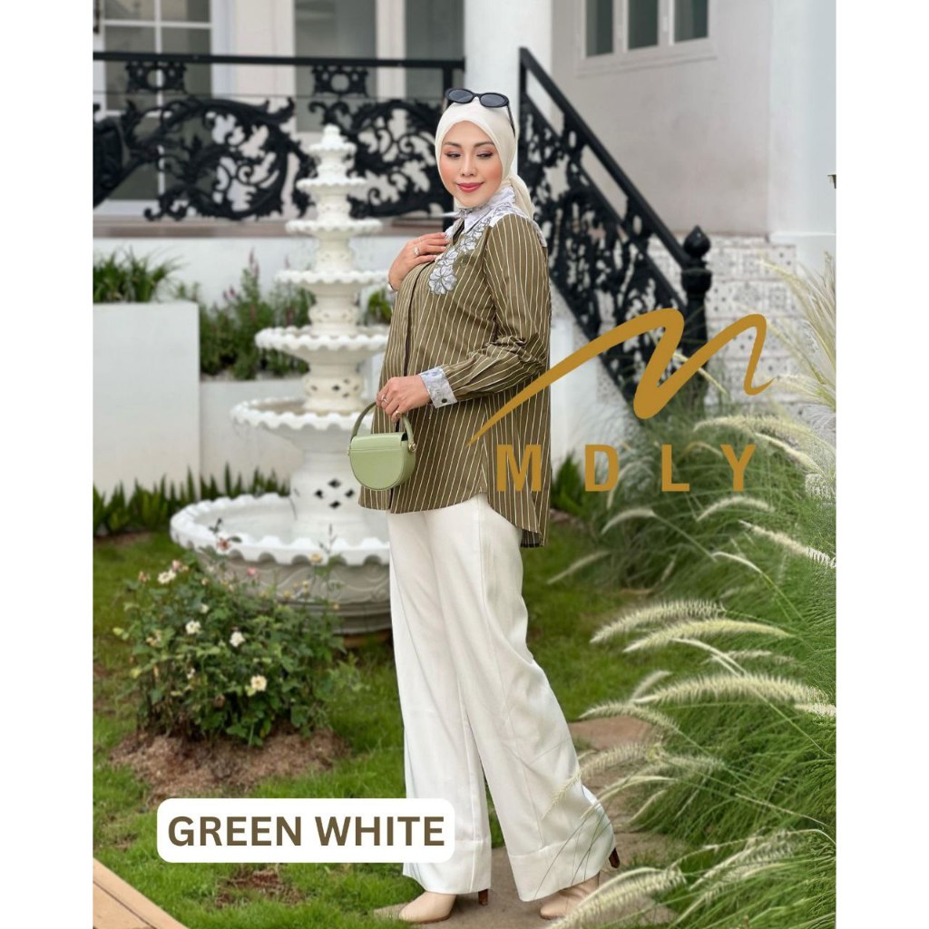 Shiya Stripes Shirt by MDLY Baju Atasan Wanita Kemeja Lengan Panjang Basic Casual