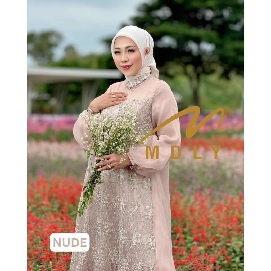 MDLY Baju fashion busana wanita gamis/Gamis Premium/Gamis Brukat Brocade Organza/Amya Dress by MDLY