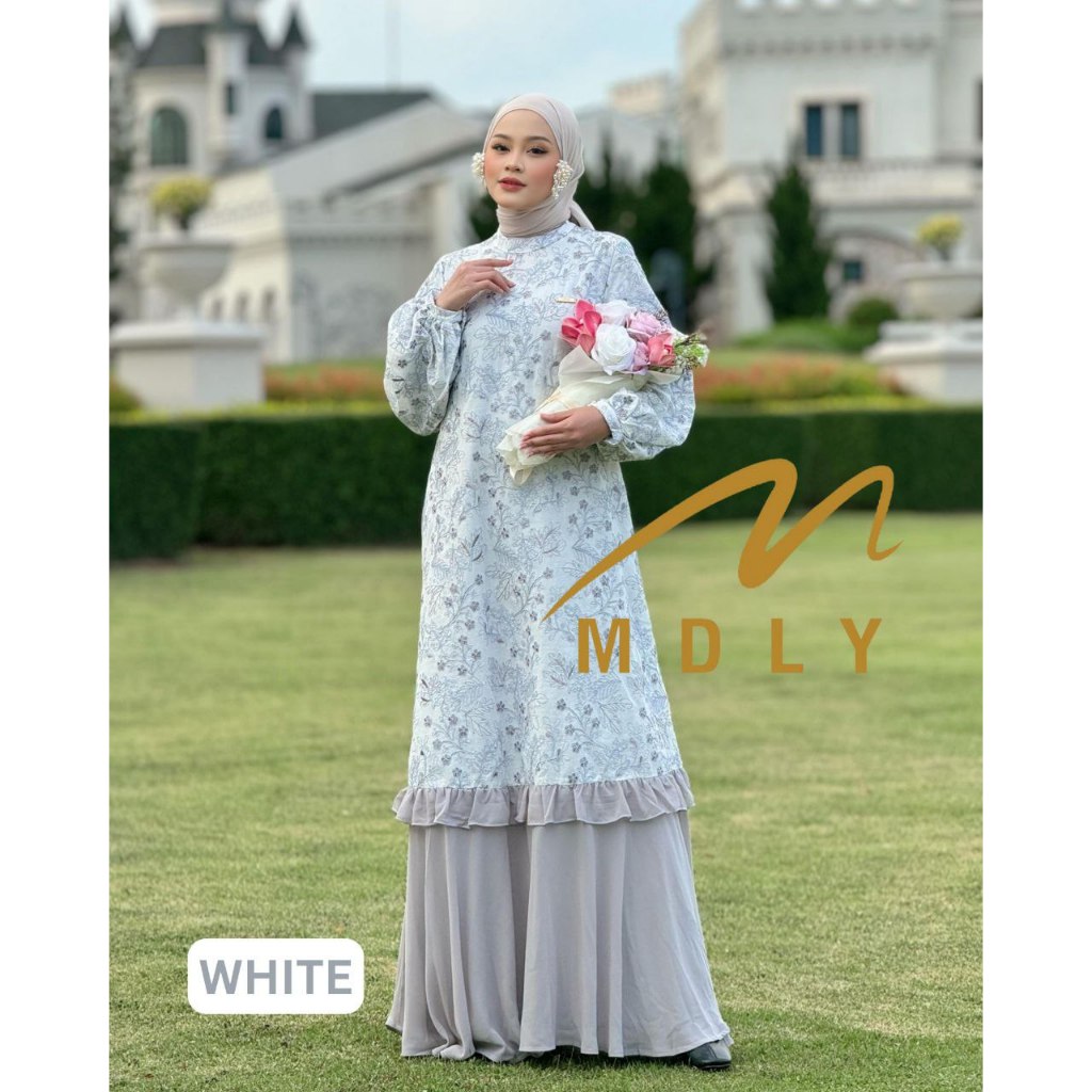 MDLY Baju gamis busana muslim wanita/Baju Gamis Premium Kombinasi Motif Bordir/Hurema Dress by MDLY